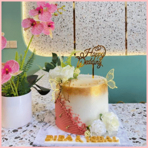 Elegant Gold Ombre Wedding Cake