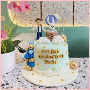 Blue Hot Air Balloon Boy Cake