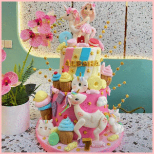 unicorn fantasy candy birthday cake