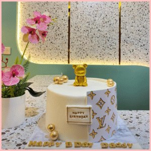 Minimalist LV Gold Bear Cake