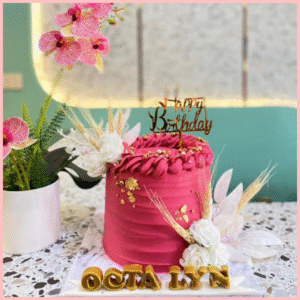 magenta elegant floral birthday cake